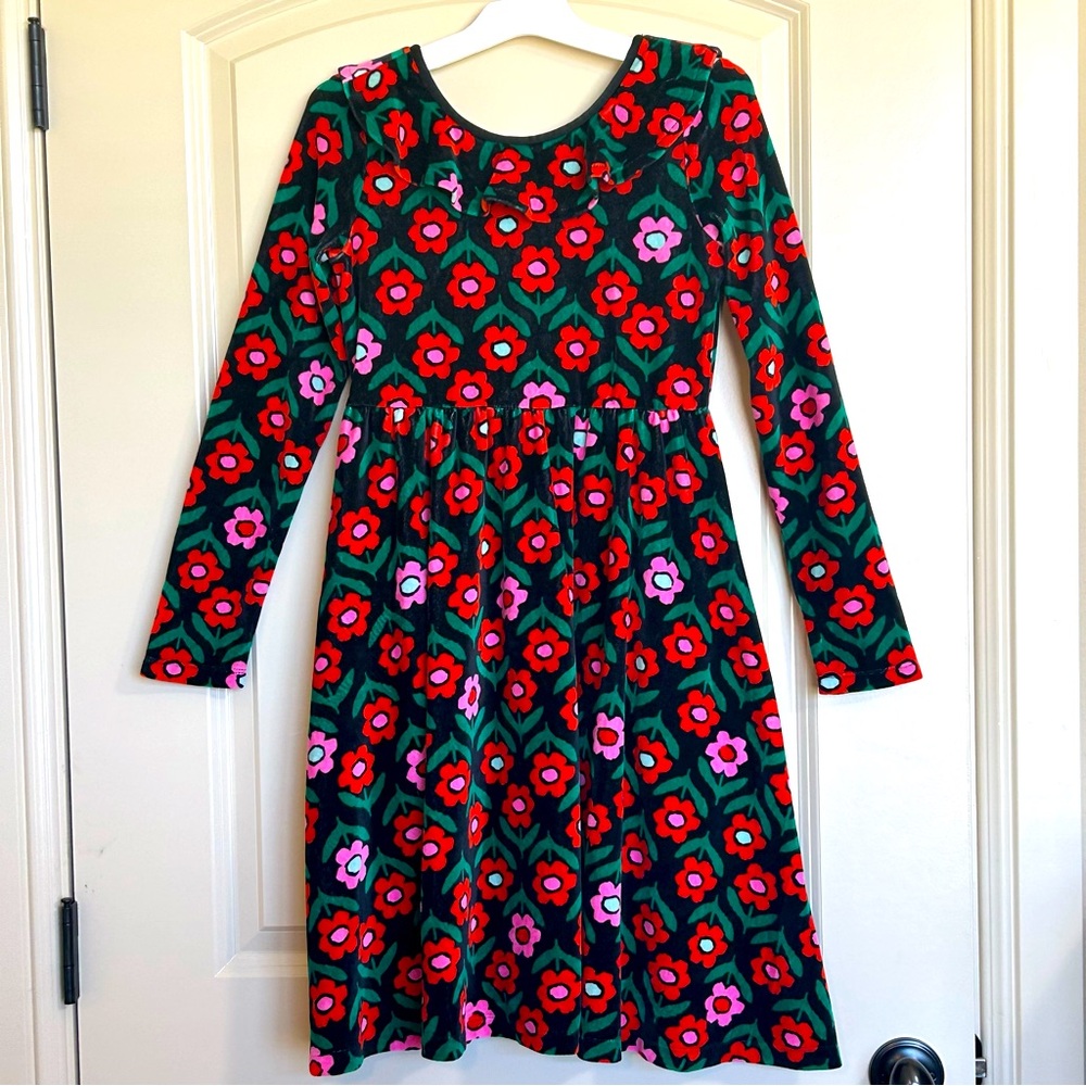 Sz12 Hanna Andersson Print Velour Super Soft Skater Dress - Picture 1 of 9